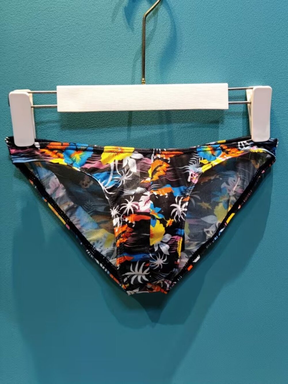 Men's Low-rise Tropical Print Sheer Brief Size L